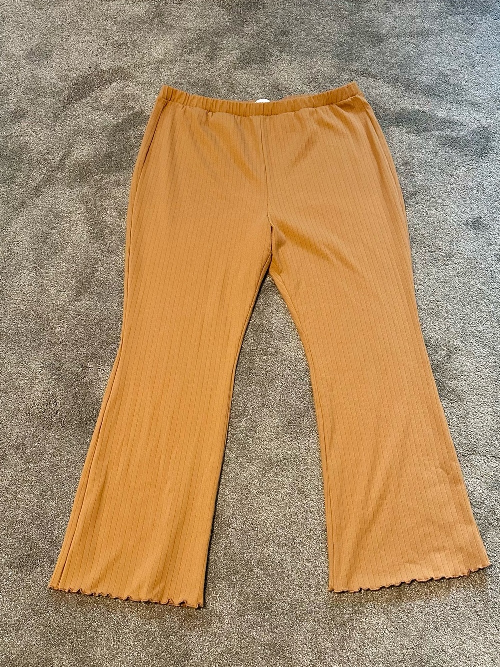 Abound Ribbed Fit and Flare Pants in Mustard Brown